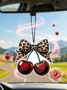 1 Pack Y2K Style Cherry Shaped Car Fragrance Sheets, Pink Leopard Print Car Decor, Rearview Mirror Hanging Ornament For Women, Long-Lasting Scent Deodorizer, Essential Car Accessory, Cute Car Decor & Fashionable Indoor Accent, Suitable For Car/Wardrobe/Bedroom/Bathroom/Home, Multi-Purpose Scented Hanging Ornament, Outdoor Camping RV Essential Aromatherapy Oil, Ideal Gift For Mother's Day, Father's Day, Wedding - Multicolor - View 16