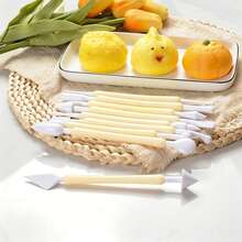 9pcs Fondant Tool Set Includes 9 Double-Ended Tools, 1 Sculpting Pen, 1 Cream Cake Carving Pen, Fondant Decorating Tools, Suitable For Kitchen DIY Cream Baking Tools - White - View 6