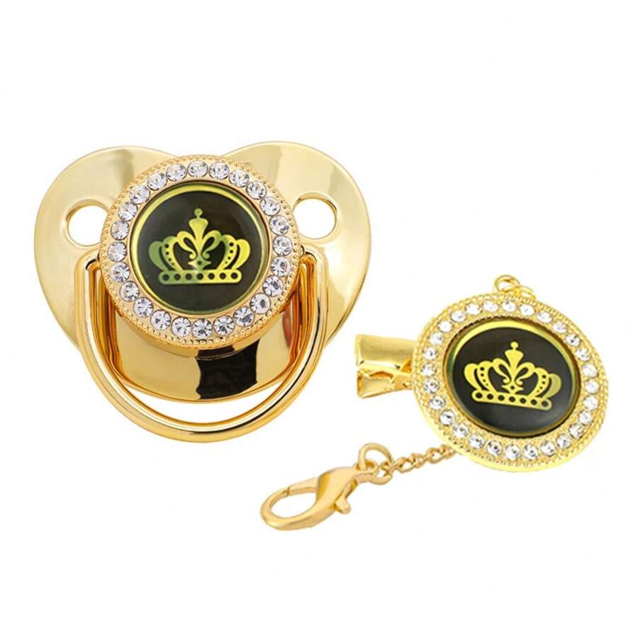 Baby Teething Toy Set With Pacifier Clip, Anti-Drop Silicone Chain, , Newborn Gift. - Gold - View 1