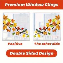 9Pcs Large Autumn Window Clings With Pumpkin, Maple Leaf, Hedgehog And Deer Patterns, For Home, Party And Shop Window Decoration. - Multicolor - View 2