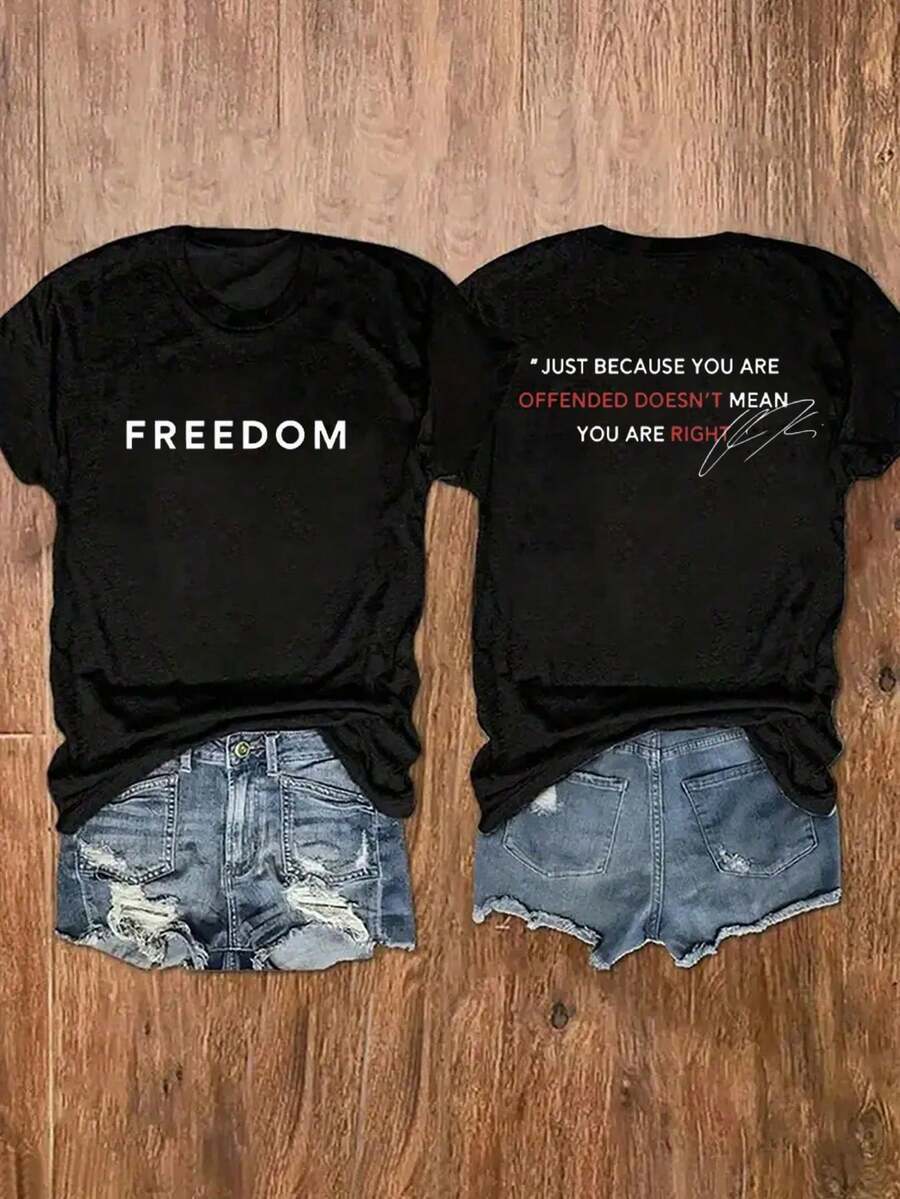 Plus Size Umbrella Print T-Shirt - Vintage Style, Women's Summer Beachwear, Perfect For Vacation And Everyday Wear, Breathable And Comfortable Ed T-Shirt. - 黑色 - 查看 1