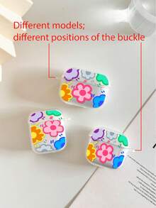 Funda protectora de auriculares Bluetooth con diseño floral pintado transparente y pulsera adicional de moda compatible con S4, carcasa protectora para auriculares inalámbricos Bluetooth de Apple, acabado brillante Pro2, cobertura completa para Pods 3 1/2/3 generación, funda protectora Pro a prueba de golpes con carcasa blanda - Multicolor - Ver 4