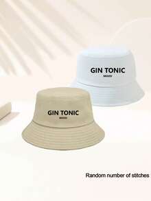 1個或多個中性趣味漁夫帽，情侶帽，印有「TONIC」。輕巧、耐用且舒適。極簡休閒風格，優雅夏季派對必備。適合購物、日常、戶外活動、旅行、釣魚、學校和其他場合。適合情人節、復活節、母親節、畢業季和六月節。四季頭飾，給家人和朋友的完美禮物。 - 多色3 - 查看 2