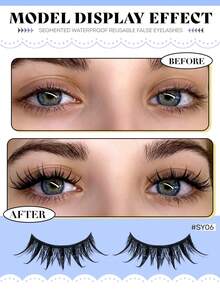 GROINNEYA 7 Pairs Comic Wet Eyelashes Cartoon Style Pointed Cat Eye False Eyelashes Natural Anime False Lashes, Delicate Korean Makeup Lashes, Japanese Cosplay False Lashes, Thick Dramatic False Eyelashes - Black - View 4