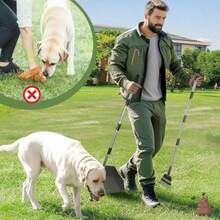 T2Y Recogedor De Excrementos para Perros con Mango Extralargo Rastrillo Ajustable De Acero Inoxidable Y Bandeja Extragrande Antioxidante Y Duradero Ideal para Patios Céspedes Y Campos Nevados. - como en la imagen - Ver 7