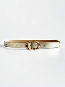 1 pieza/2 piezas Cinturón fino de mujer con lámina dorada, casual, elegante, de lujo, minimalista y versátil, para vestido, falda y vaqueros, adecuado para uso diario, oficina, citas y vacaciones - Blanco - Ver 4