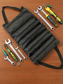 Bolsa de herramientas enrollable resistente y práctica, con múltiples compartimentos, un asa, una correa ajustable para el hombro y cierre con cremallera. Portátil y práctica, puede almacenar eficientemente varias herramientas manuales y accesorios. - Bolsa para guardar herramientas - Ver 4