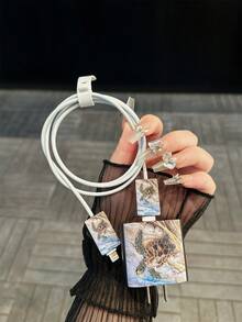 海龜圖案設計充電器數據線保護套，相容 20W Apple 充電器，極簡風格 Apple 充電器保護帽，適用於 20W 手機 15/16/17 Pro Max 充電線保護器，防刮、防咬，適用於 13/14 Plus 充電器配件與手機配件 - 彩色 - 查看 4