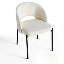 Curved Back Fabric Dining Chair, Padded Seat Metal Leg Dining Chair, Suitable For Dining Room/Kitchen/Coffee Nook, 3 Colors Available - White - View 5