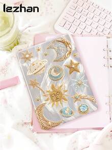 Pearly Moon And Star Print Pattern Tablet Protective Case, Compatible With Tablet 10.2 Inch Tablet Pro 11 2021/2020/10th Gen/Tablet(A16) 11 Inch 11th Gen 2025, Compatible With Samsung Galaxy Tab A8 10.5 Inch 2022, Matepad 10.4/Tab/, With Pen Slot, Shockproof, Tablet Stand Protective Shell, Gift For Kids / Gift For Family / Year-End - Multicolor - View 1