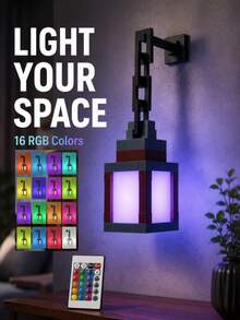 1pc RGB Pixel Night Light With Remote Control - 16 Colors, USB Rechargeable, Wireless Wall Light & Bedside Lamp, Home Decor, Room Atmosphere, Holiday Decoration, Cosplay Accessory [500 MAh] - 16-color RGB Pixel Light - View 5