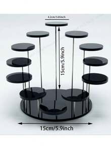 1pc Round 4/7/12-Tier Transparent Acrylic Multi-Layer Display Stand, Suitable For Blind Boxes, Small Figurines, Desserts And Cakes - Black - View 14