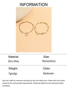 2pcs/Set Gelang Manik-Manik Bentuk Bintang Laut dan Cangkang, Perhiasan Tangan Wanita Gaya Pantai Laut Minimalis Buatan Tangan, Cocok untuk Pemakaian Sehari-hari dan Perjalanan Liburan, Susunan Warna Manik-Manik Acak - MultiWarna - View 5