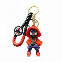 Miniso 迪士尼漫威蜘蛛人 Miles Morales 鑰匙圈，可愛連帽超級英雄娃娃鑰匙環組，開學季可愛風背包錢包吊飾，酷炫包包掛件收藏玩具禮物，適合送給朋友、車鑰匙裝飾 - 樣式 2 - 查看 6