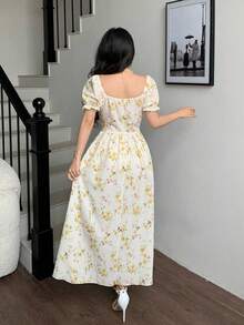 Elegant Long-Sleeved Dress With A Lace Collar And Fitted Hem, Featuring A Charming And Romantic Floral And Lace Design, Ideal For Holidays, Women's Dress - 磨砂黑 - 查看 5
