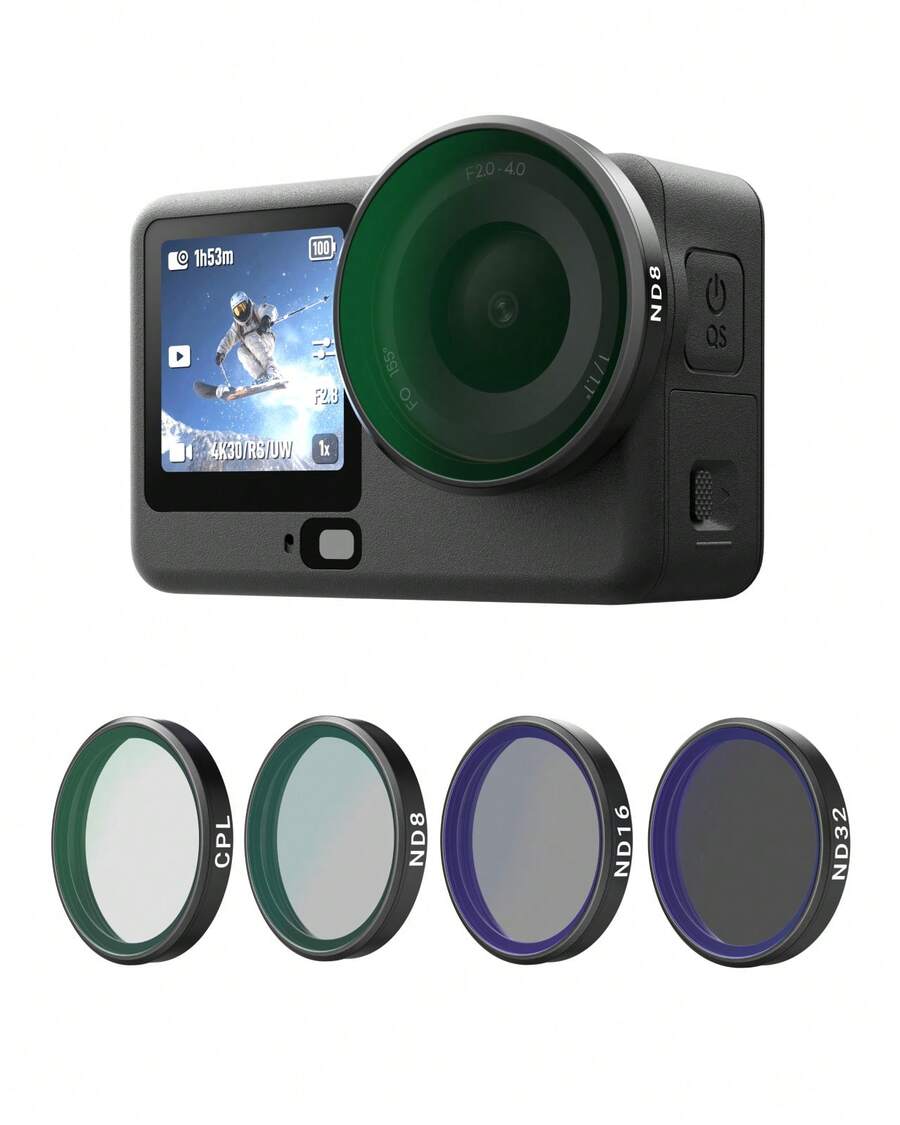 TELESIN 濾鏡套組適用於 Osmo Action 6 CPL ND8 ND16 ND32 鏡頭套組,CPL UV VND 2-32 鏡頭濾鏡套件,黑色柔光 1/4 濾鏡,減光污染濾鏡 HD 光學玻璃多層鍍膜濾鏡創作者組合 - 查看 1