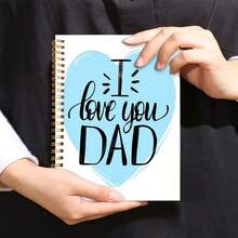 愛心 I Love You Dad 圖案 A5 筆記本 金色螺旋線圈 父親節禮物 學生筆記本 辦公筆記本 日誌 - 適合專業人士、學生和辦公使用 - 完美禮物選擇 學用品 - C - 查看 3