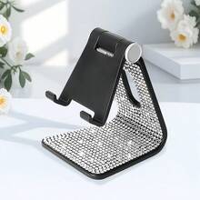 Luxury Rhinestone Car Phone Holder, Sparkling Crystal Decor, Unique Design Matches Various Car Interiors. Stable Base Support, Phone Stays Secure, Practical For Navigation And Watching Videos, Combines Decoration And Function, Enhances Car Interior Style. - Black Diamond Phone Stand - View 5