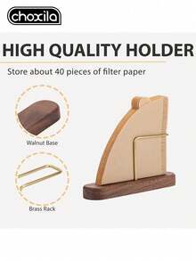 choxila 1pc Coffee Filter Holder, Coffee Filter Storage Rack, Walnut Wood Coffee Filter Stand, Pour Over Coffee Filter Holder - Filter Paper Holder - View 9