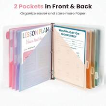 8pcs 3-Hole Loose Leaf Binder Dividers With 1/2 Pocket, Tabbed Dividers, US Letter Size Dividers With Pocket, Large Tab Insertable, Light Color, 1 Set,Back To School - Sets - View 1