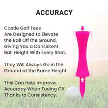 FINGER TEN Plastic Golf Castle Tees Value 10 Pack, Bright 2 3/4 Inch Orange & 2 1/4 Inch Pink With Step Down Design & Consistent Height For Men Women Golfers - Rose Red - View 3