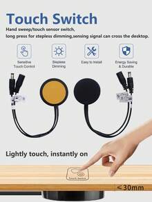 Penetrable 30mm Panel Touch Switch DC 5V-24V LED Dimming Controller Black White Smart Touch Sensor Dimmable Switch For Kitchen Cabinet Room Atmosphere Light - Black - View 3