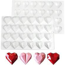 - Molde de silicona para mousse de chocolate, moldes de postres con forma de corazn y helado de 24 cavidades antiadherentes flexibles para hornear E Diamand - Diamante E - Ver 2