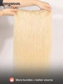 MEGALOOK 1pc & 3pcs/Pack Silky Straight Hair Bundles #613 Blonde, Transparent Lace With Realistic Skin Feel, 16-26 Inches, 100% Human Hair Extensions, Soft & Tangle-Free, Unprocessed Virgin Hair Extensions For Women's Daily Use - S613 - View 8