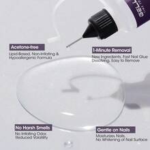 20ml Nail Glue Remover Acetone Free Mild Multifunctional Nail Tips Remover Quick and Easy Action Gel Remover. - Kit de pegamento y removedor - Ver 6