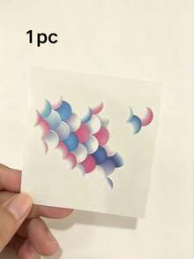 1pc Gradient Fish Scale Temporary Tattoo Sticker, Mermaid Tail Design, Pink-Blue Gradient/Deep Sea Blue Gradient/Light Blue Ink Style, Suitable For Wrist, Collarbone, Neck And Multiple Body Parts, Perfect For Daily And Party Looks, Create Romantic Mermaid Vibe - Multicolor - View 12