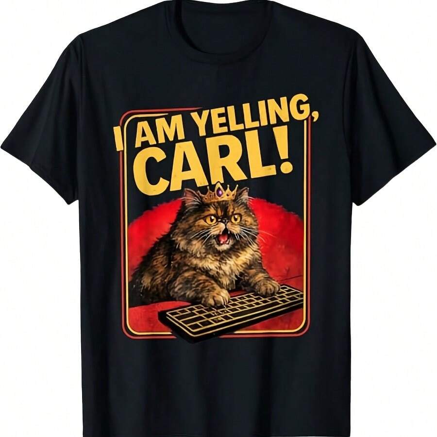 I Am Yelling, Carl! Funny Donut Catss T-Shirt - 黑色 - 查看 1