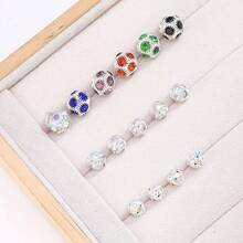 50pcs Shiny Mixed Color Copper Rhinestone Pave Ball Beads, Sparkly Flower Pattern Crystal Spacer Beads For DIY Jewelry Making - Multicolor - View 4