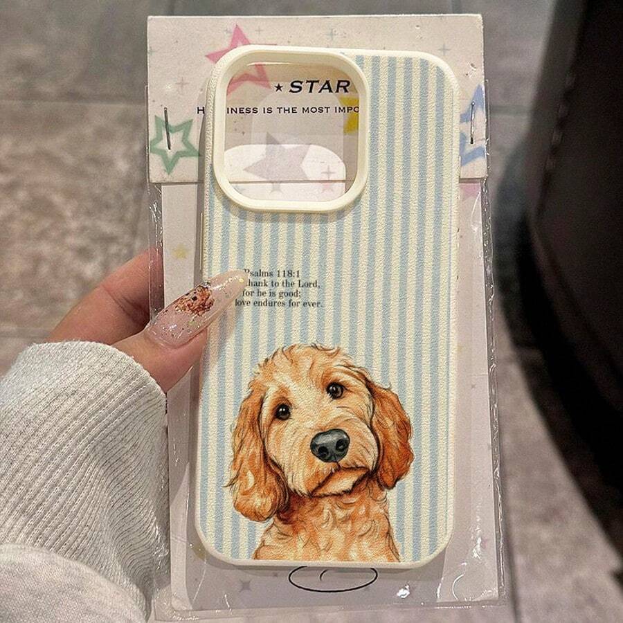 1個 TPU材質清新藍白條紋療癒黃金獵犬聖經圖案手機殼,適用於 iPhone 17 Pro Max/17/16 Pro Max/15/13/12/11/S20 FE/A15/S24/A55/Note 11/Note 12/Note 13 Pro,全包覆防震軟保護套 - 白色 - 查看 1