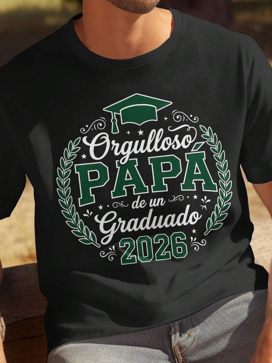 Camisetas de Graduación 2026 para Papá Orgulloso, Camiseta de Papá Graduado en Español, Camiseta Familiar de la Clase 2026, Regalo de Ropa Orgullo de Papa - Negro - Ver 1