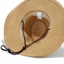 1 buah Topi Koboi Jerami Gaya Barat Pria, Topi Pelindung Matahari UV untuk Aktivitas Luar Ruangan, Topi Musim Panas Tenun yang Bernapas - MultiWarna - View 6