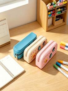 6pcs/1pc Soft Silicone Pencil Case, Solid Color Minimalist Design, Half-Hollow DIY Structure, Cute Daily Style, Suitable For Teen Students, Applicable For Classroom, Travel, Cosmetic Storage, Stationery Set - Multiple Styles - View 8