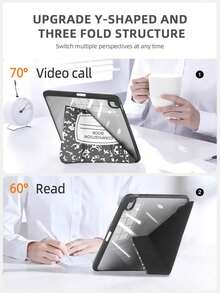 1件白色筆記本平板電腦保護殼，相容於 iPad Mini4/Mini5/Mini6/Air/Air2/9.7/10.2/10.5/Air4/Air5/10.9/Pro 11 吋/第10代/Air 11-In.(M2)-2024 型號，不含筆，內建筆槽，三折支架，壓克力多折，磁吸休眠/喚醒，翻蓋平板保護殼 - 彩色 - 查看 8