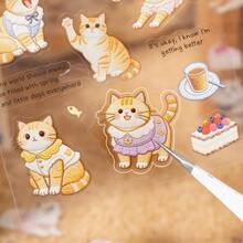 20 Hojas/Bolsa Libro de Pegatinas, Serie de Historias de Gatos Tejidos, Libro de Pegatinas PET con Tema de Gatos Bordados Realistas, Suministros para Scrapbook, Accesorios para Cuadernos, Utilizado para Decorar Tarjetas, Marcos de Fotos, Computadoras, Fundas de Teléfono, Botellas de Agua, Diarios de Recortes, Estuches de Lápices, Maletas, Pegatinas de Decoración de Escritorio - etiqueta engomada - Ver 3