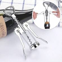 1 pièce Ouvre-bouteille de vin à aileron manuel, ouvre-bouteille multifonction en alliage de zinc, design à levier, convient pour le vin, les boissons, les jus, la bière, Halloween, les fêtes, les réunions à la maison - Argent - Voir 9