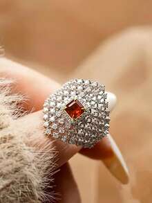 1pc Exquisite Cubic Zirconia Ring, Suitable For Women, Can Be Used For Weddings, Engagements, Valentine's Day, Parties And Other Occasions, Ideal Gift Choice. - 5# - View 3