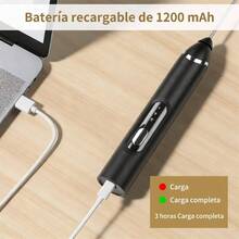 Espumador de Leche 6 en 1 con Base de Soporte, Espumador Elctrico Recargable con 3 Cabezales de Acero Inoxidable y 3 Velocidades, Batidora de Cafe para Latte, Capuchino, Caf - Negro - Ver 4