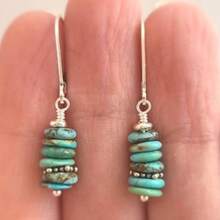 [Vintage Bohemian Earrings] 2pcs Vintage Bohemian Teardrop Earrings 925 Silver Hook With Faux Turquoise Beads Accents - Earthy Turquoise & Greenish-Blue Stones, Handmade Look For Women, Perfect For Parties, Gifts, Daily Wear - 2pcs Green - View 1