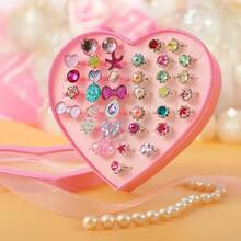 36pcs Little Girl Rhinestone Gem Rings - Pink - View 8