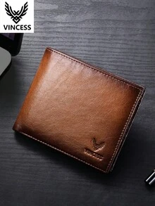 VINCESS Retro Style Men's Wallet - Cow Leather RFID Shielded Ultra Thin Vertical Horizontal Card Bag Coin Wallet Daily Use Festival Gift Minimalist - Brown - View 14
