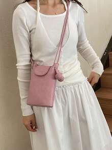 Bolso de cubo de cuero suave estilo Ins para mujer, bolso bandolera con cordón para teléfono - Multicolor - Ver 8