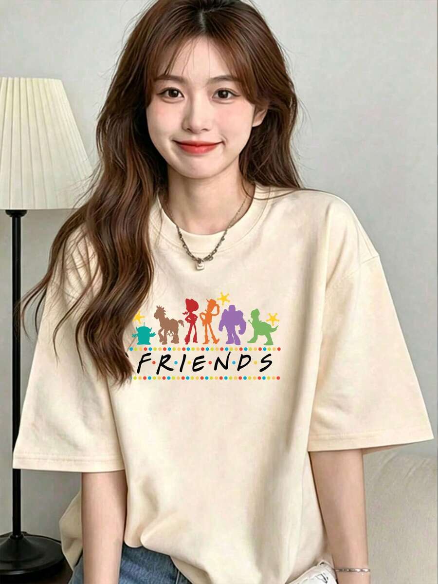 Funny T-Shirts, Summer Clothes, Short-Sleeved T-Shirt Set, Office Casual, Y2K Tops, 210g Japanese-Made 100% Cotton T-Shirt, Summer Outfit For Women, Shirt For Men And Women, Oversized Crew Neck 100% Cotton White Summer Casual - Apricot - View 1