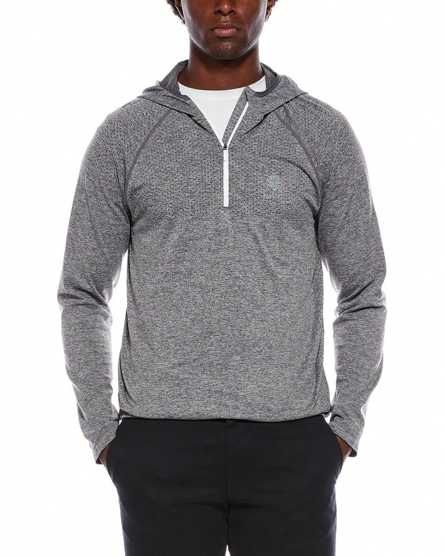 Ben Sherman Seamless Knit 1/4 Zip Hoodie - 灰色的 - 查看 1