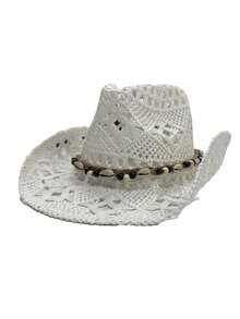 1pc Women's Outdoor Beach Western Style Sun Hat, Straw Hat, Jazz Hat, Bohemian Style Panama Hat, British Gentleman Hat, Suitable For Seaside Vacation And Travel (If The Hat Has Creases, Please Use An Iron To Iron It, And It Will Be Restored) - A - View 24