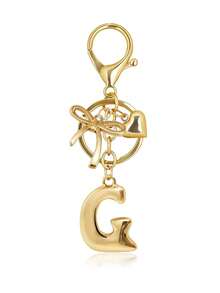 Sparkling Initial Letter Keychain With Heart And Bow Decoration, Stainless Steel Letter Key Ring For Handbags, Fashionable Alloy Keychain Ring, Bag Backpack Charm Car Key Fob, Perfect Accessory For Women's Daily Use, Couple Gift, Classic Simple Keychain, Decoration, Bag Accessory, Suitable For Friends, Family, Couples, Girlfriend, Important Gift, Holiday Souvenir - Multicolor - View 14