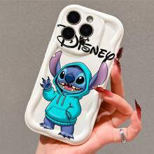 Disney Lilo & Stitch Official Phone Case, Featuring Stitch Wearing A Turquoise Hoodie, Waving Playfully With The Disney Logo Above. The Design Showcases Stitch's Casual And Cozy Style In Vivid Detail. Crafted For Precise Fit And Durable Protection, This Case Is Compatible With IPhone 17, 16, 15, 14, 13, 12, 11 Pro Models, Making It A Timeless Choice For Stitch Fans And Disney Lovers, Ideal For Birthdays, Holidays, Or Any Special Occasion To Surprise Family And Friends. - trắng - Xem 4